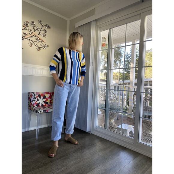 Ruby Rd. Petite Cabana Club Multi Stripe Sweater - Size Petite Small - Picture 2 of 5